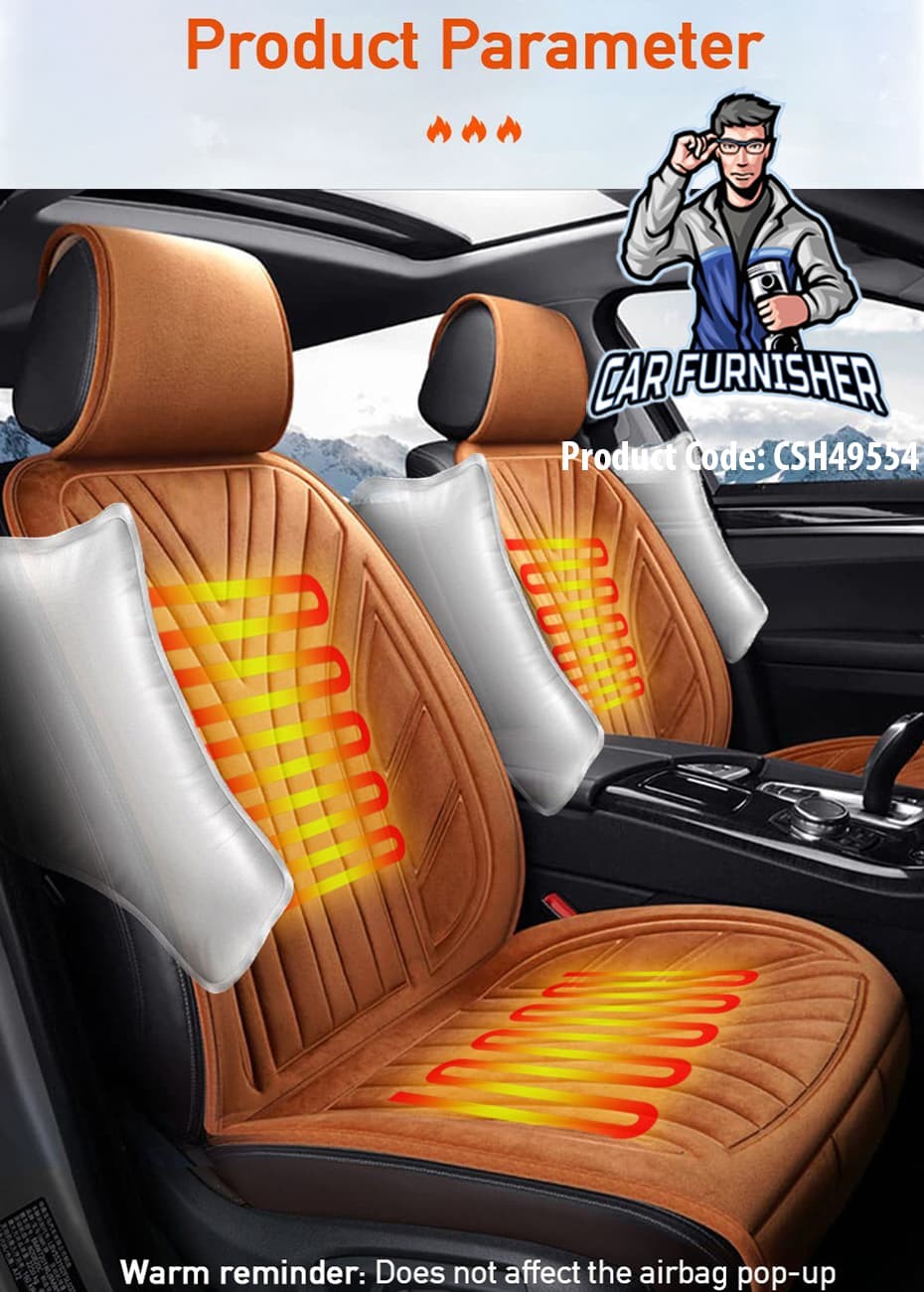 Car Seat Heater Car Seat Cover (2 Colors) Set Front & Back Seats Black 2x Front Pieces Fabric