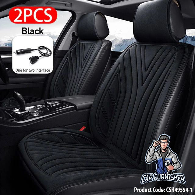 Car Seat Heater Car Seat Cover (2 Colors) Set Front & Back Seats Black 2x Front Pieces Fabric