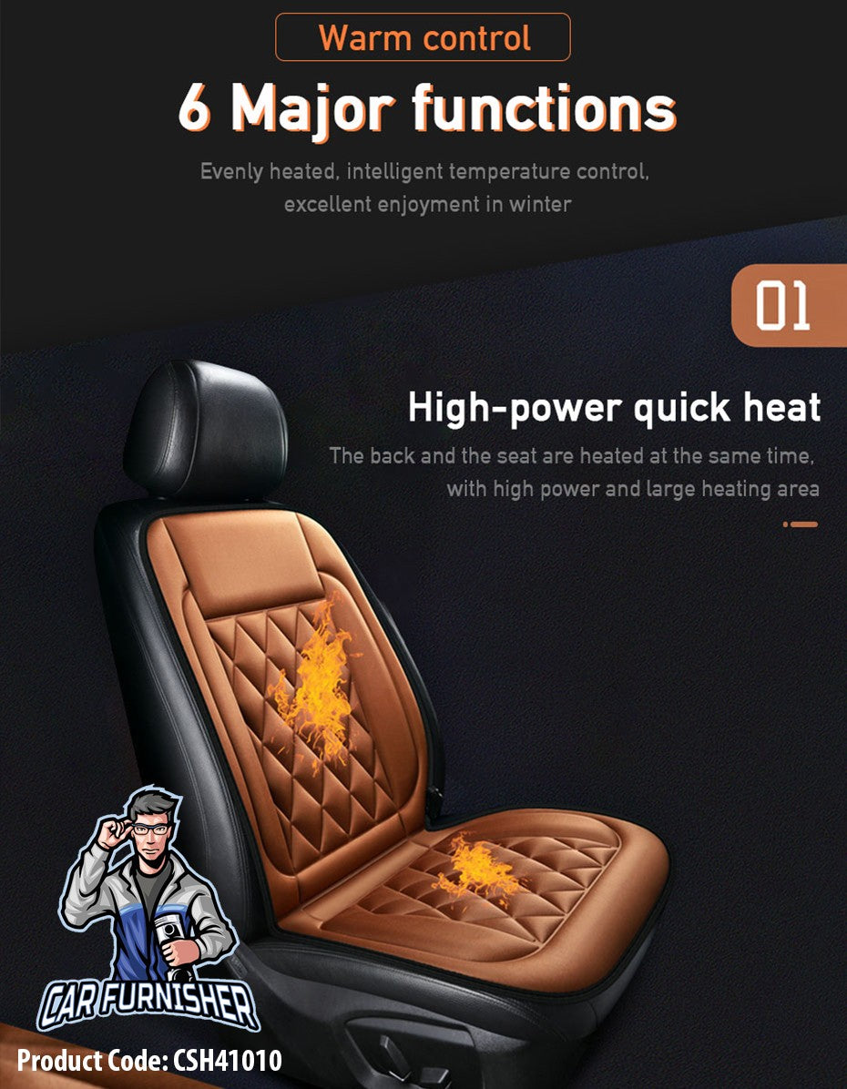 Car Seat Heater Car Seat Cover (3 Colors) Front Seat Set Brown 1x Front Piece Fabric