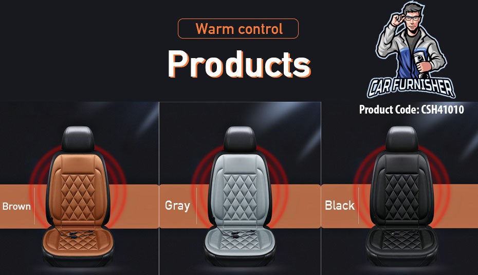 Car Seat Heater Car Seat Cover (3 Colors) Front Seat Set Black 2x Front Pieces Fabric