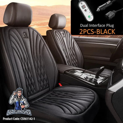 Car Seat Heater Car Seat Cover (3 Colors) Front Seat Set Black 2x Front Pieces Fabric
