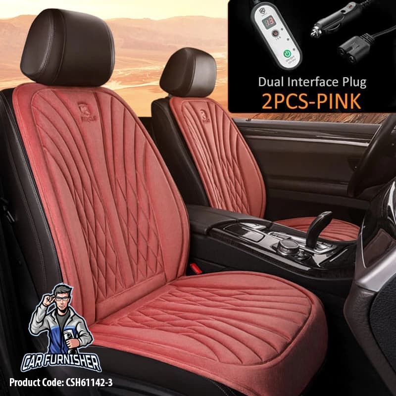 Car Seat Heater Car Seat Cover (3 Colors) Front Seat Set Pink 2x Front Pieces Fabric