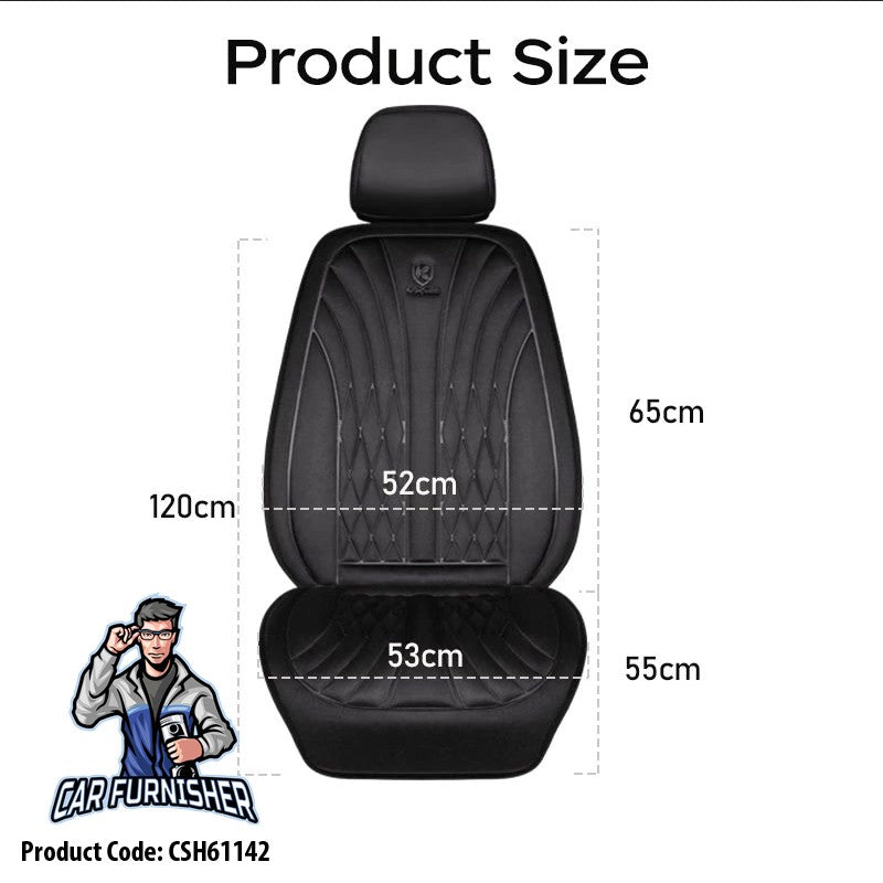 Car Seat Heater Car Seat Cover (3 Colors) Front Seat Set Black 1x Front Piece - Single Jack Fabric