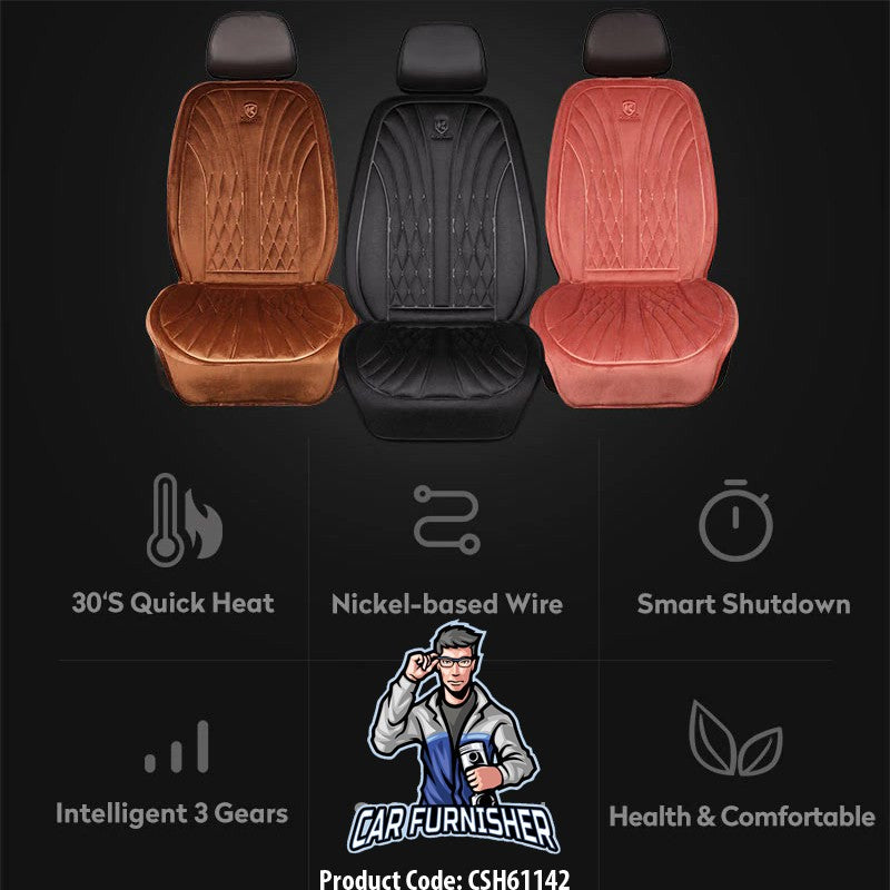 Car Seat Heater Car Seat Cover (3 Colors) Front Seat Set Black 1x Front Piece - Double Jack Fabric