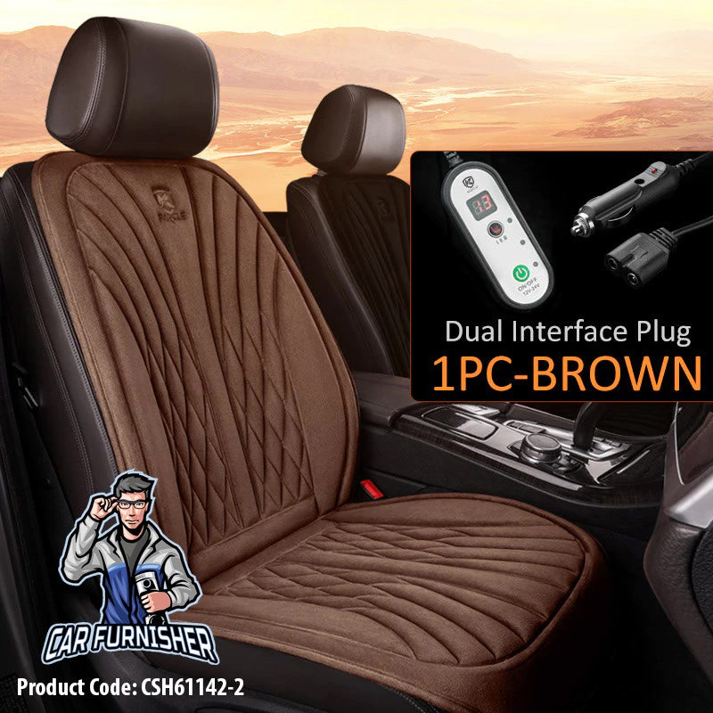 Car Seat Heater Car Seat Cover (3 Colors) Front Seat Set Brown 1x Front Piece - Double Jack Fabric