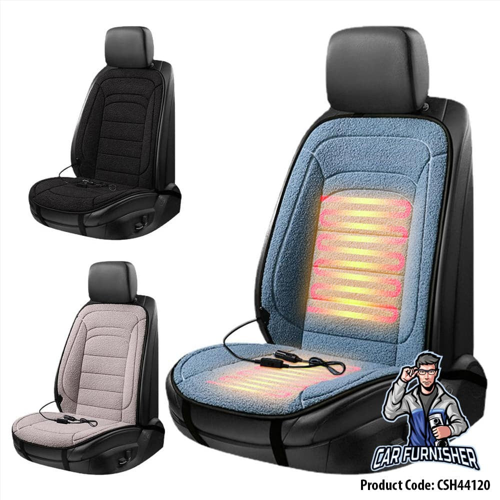 Car Seat Heater Car Seat Cover (3 Colors) Front Seat Set Cashmere Black 2x Front Pieces Fabric