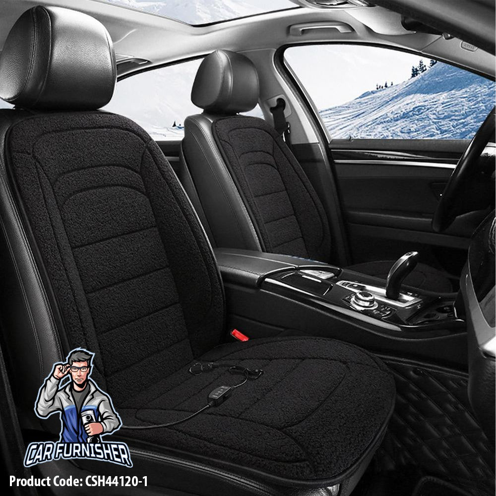 Car Seat Heater Car Seat Cover (3 Colors) Front Seat Set Cashmere Black 2x Front Pieces Fabric