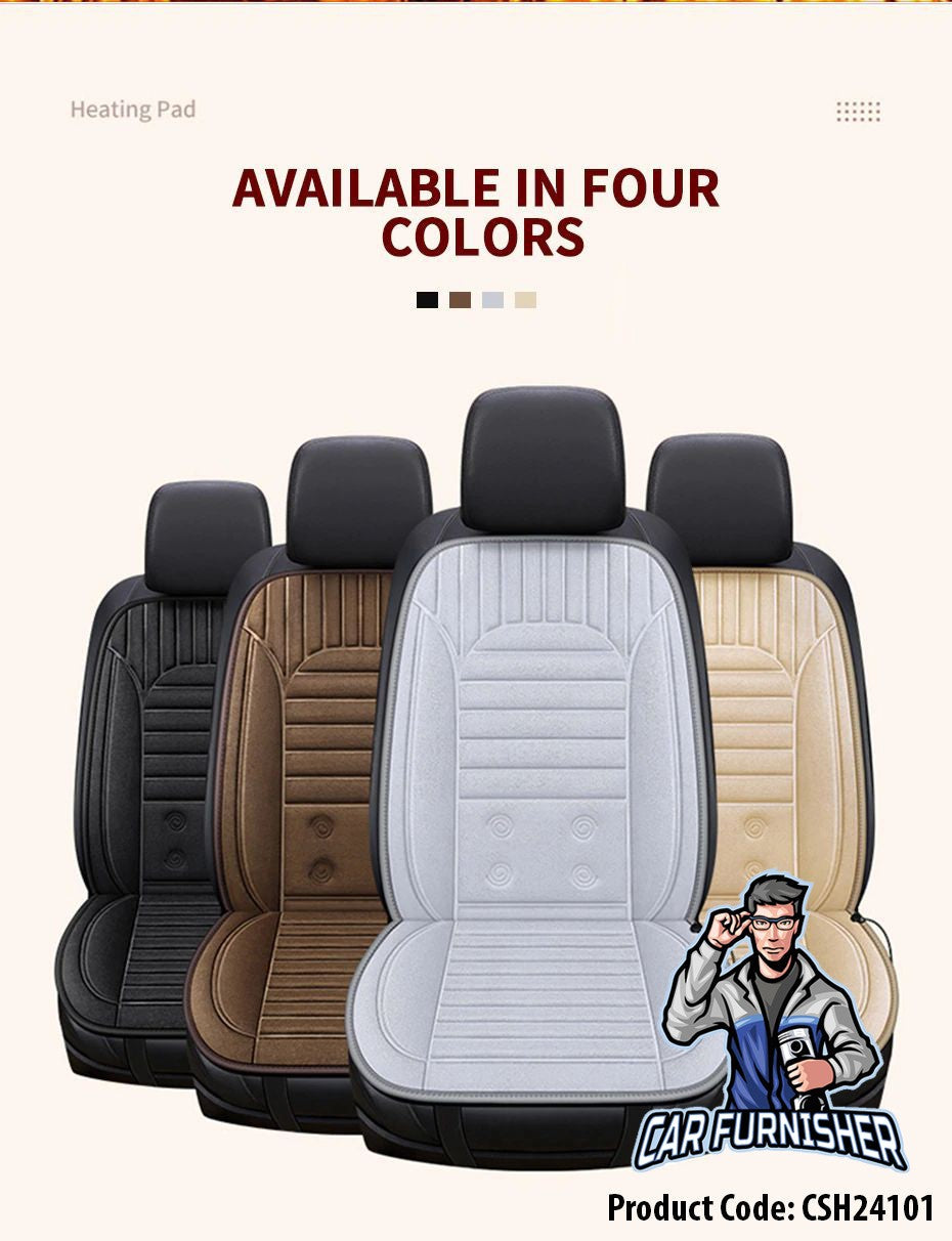 Car Seat Heater Car Seat Cover (4 Colors) Front Seat Set Brown 2x Front Pieces Fabric