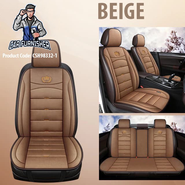 Car Seat Heater Car Seat Cover (4 Colors) Full Set Beige Fabric