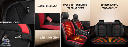 Car Seat Heater Car Seat Cover (4 Colors) Full Set Red Fabric
