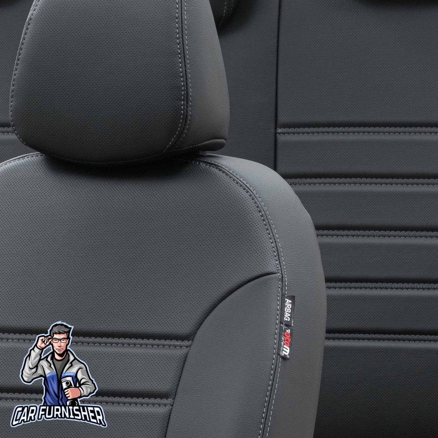 Chery Alia Car Seat Covers 2008-2011 Istanbul Design Black Full Set (5 Seats + Handrest) Leather & Fabric