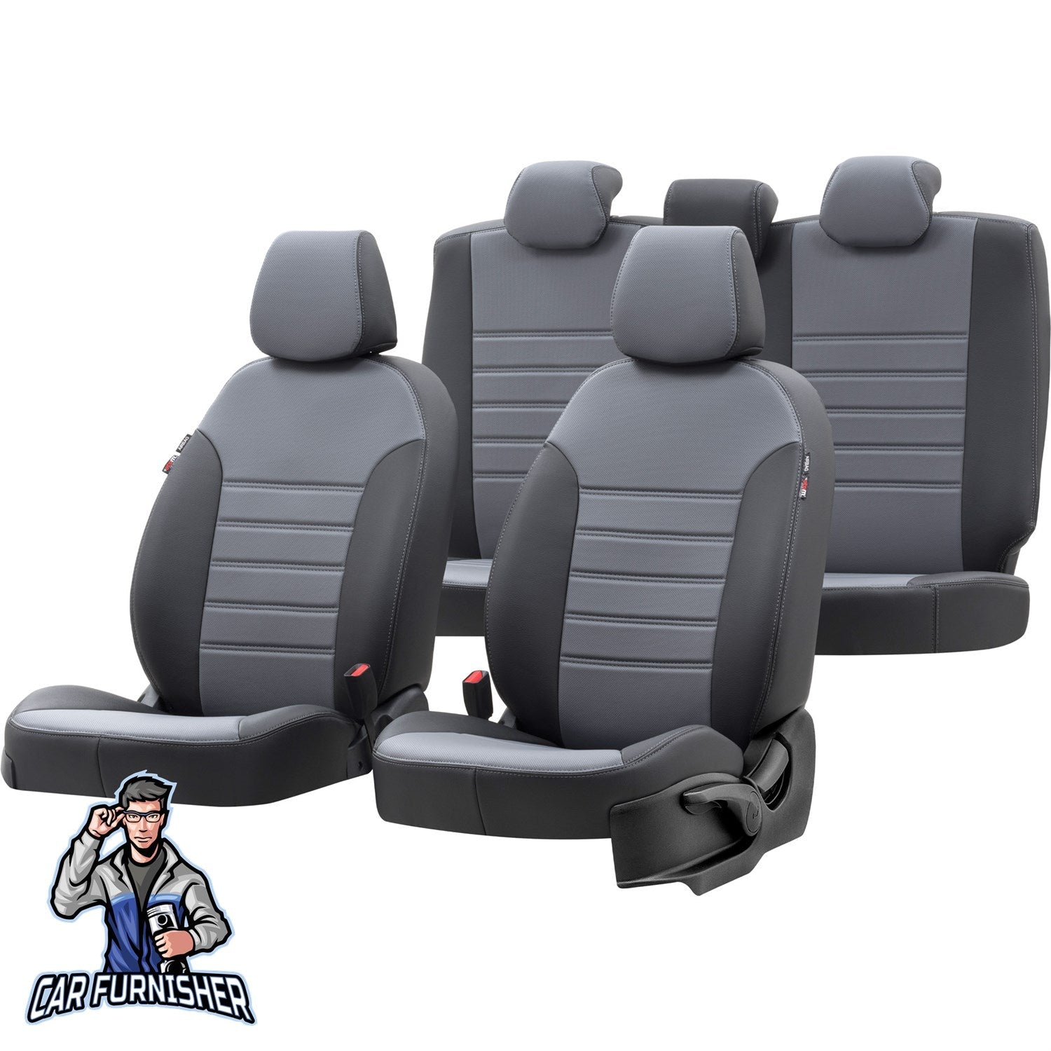 Chery Alia Car Seat Covers 2008-2011 Istanbul Design Smoked Black Full Set (5 Seats + Handrest) Leather & Fabric