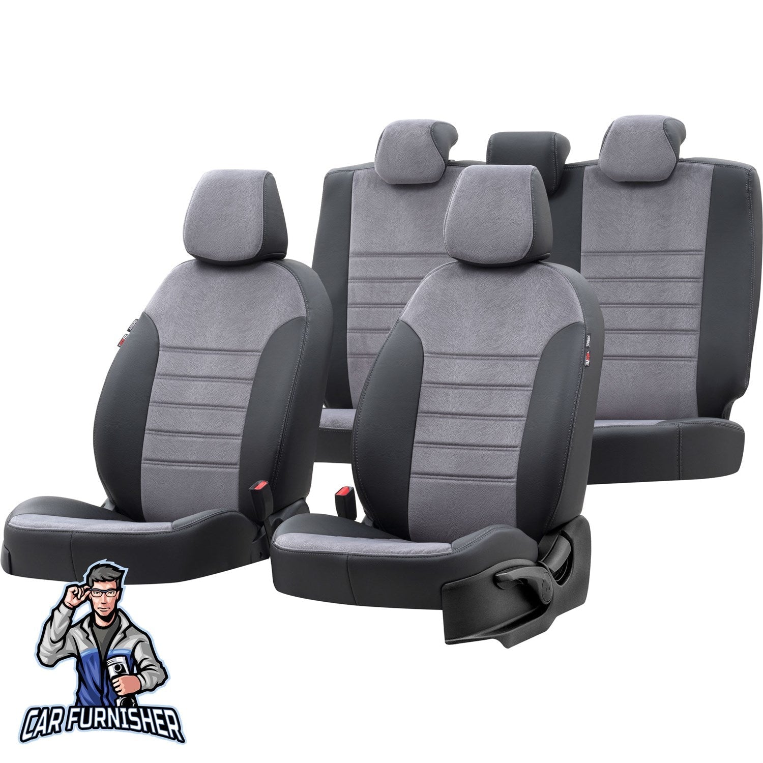 Chery Alia Car Seat Covers 2008-2011 London Design Smoked Black Full Set (5 Seats + Handrest) Leather & Fabric