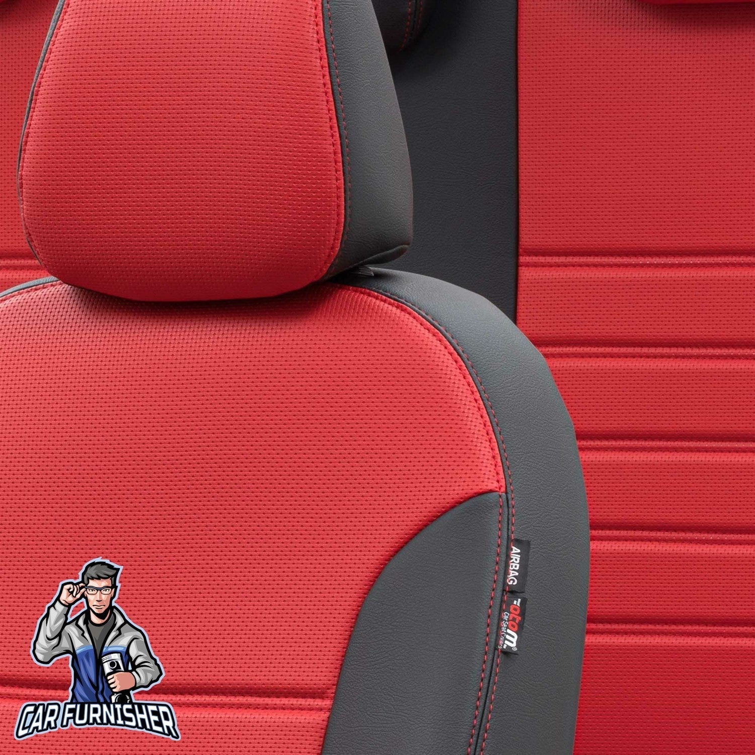 Chery Tiggo Car Seat Covers 2008-2011 New York Design Red Full Set (5 Seats + Handrest) Leather & Fabric