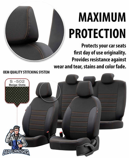 Chevrolet Aveo Seat Cover Paris Leather & Jacquard Design Black Leather & Jacquard Fabric