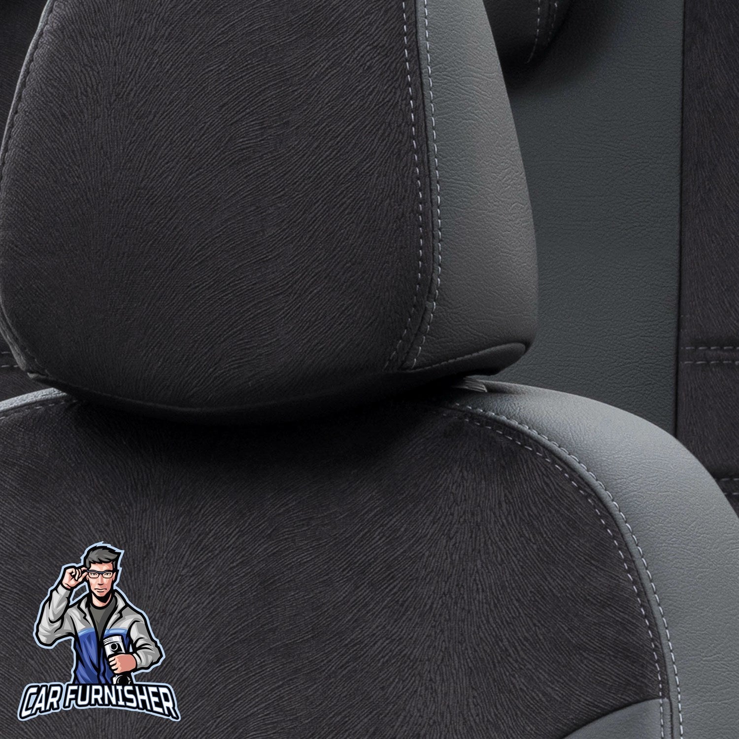 Chevrolet Captiva Car Seat Cover 2006-2011 LS/LT/LTX-Z London Black Full Set (5 Seats + Handrest) Leather & Fabric