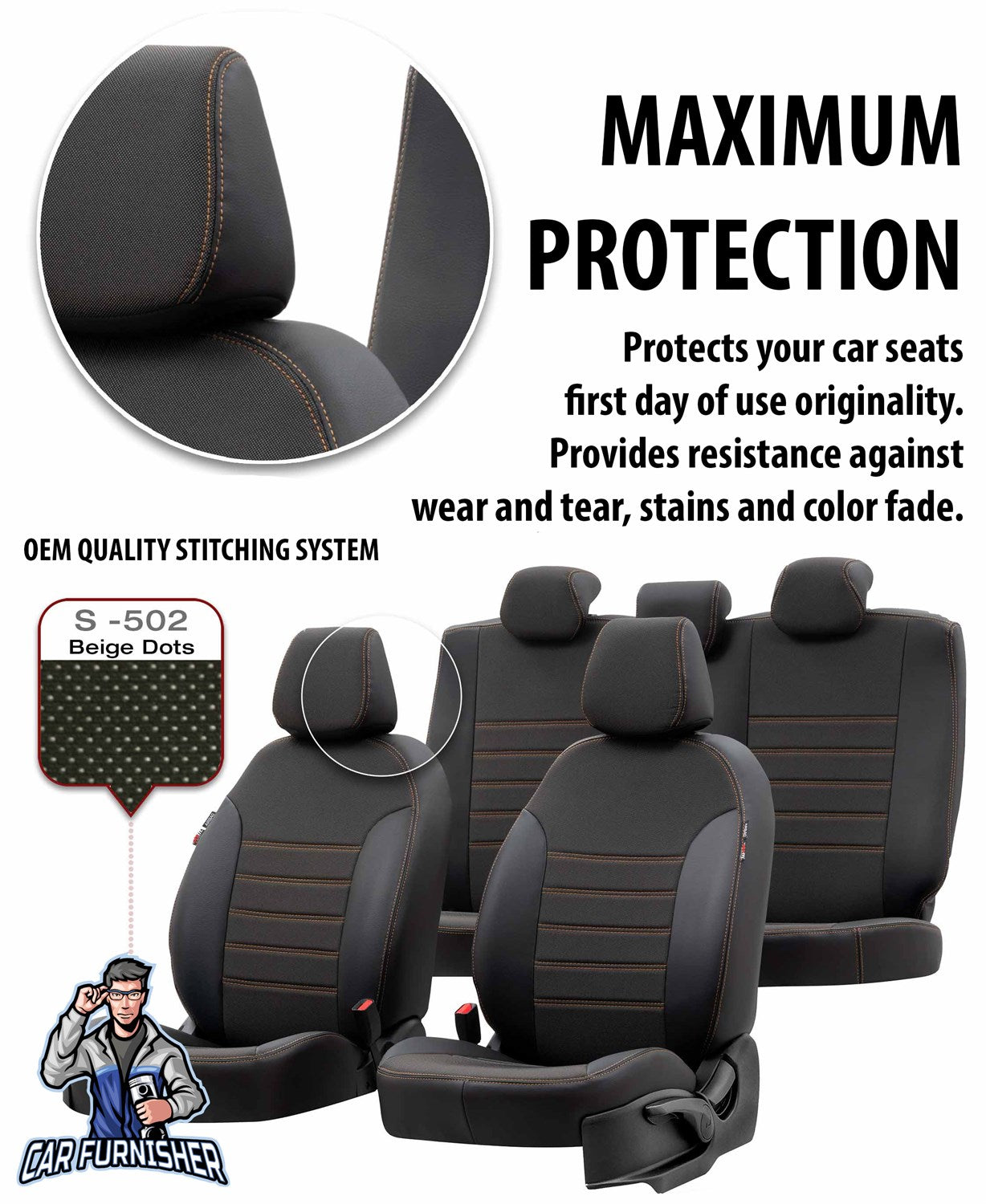Chevrolet Rezzo Car Seat Covers 2004-2008 CDX/U100 Paris Design Black Full Set (5 Seats + Handrest) Leather & Fabric