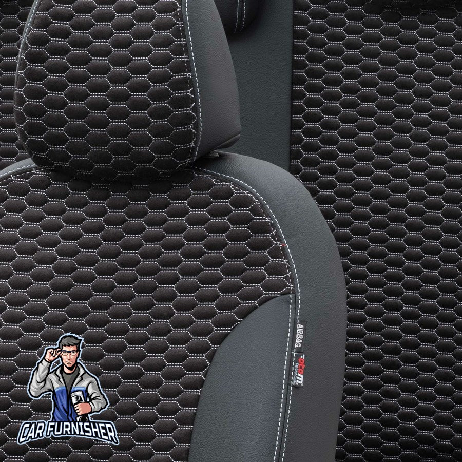 Citroen Berlingo Seat Covers Tokyo Foal Feather Design Dark Gray Leather & Foal Feather