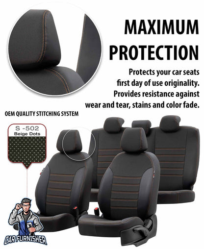 Citroen C2 Seat Covers Paris Leather & Jacquard Design Black Leather & Jacquard Fabric