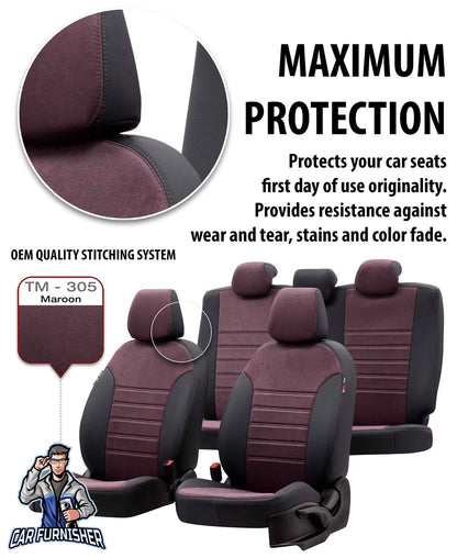 Citroen C4 Seat Cover Milano Suede Design Burgundy Leather & Suede Fabric