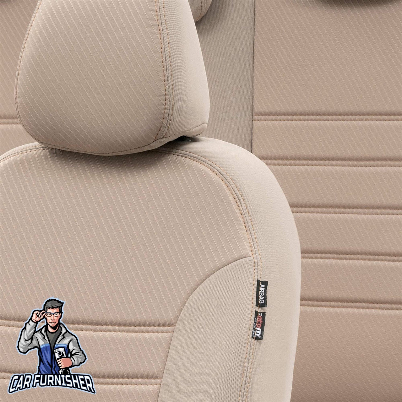 Citroen C4 Seat Cover Original Jacquard Design Dark Beige Jacquard Fabric