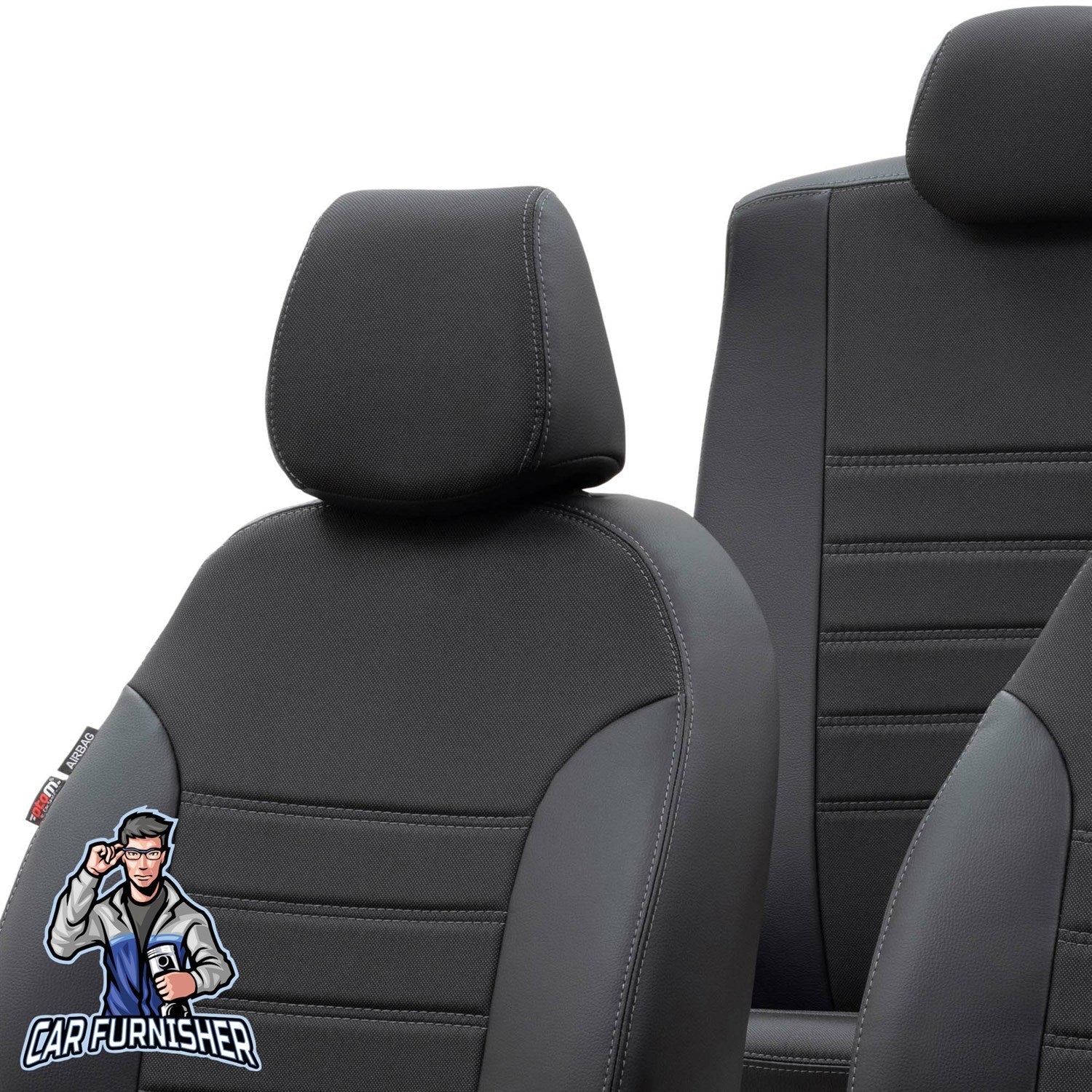Citroen Nemo Car Seat Covers 2008-2016 Paris Design Black Leather & Fabric
