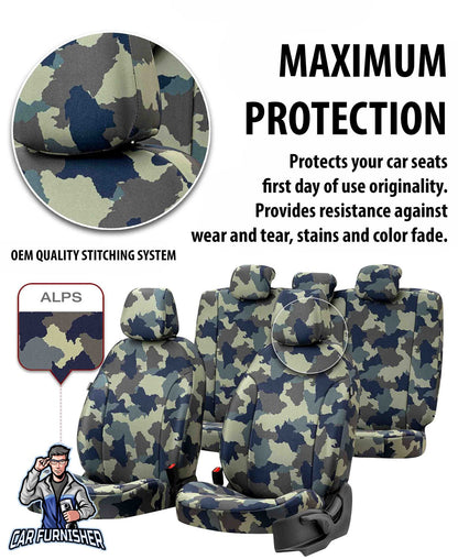 Skoda Rapid Seat Covers Camouflage Waterproof Design Alps Camo Waterproof Fabric
