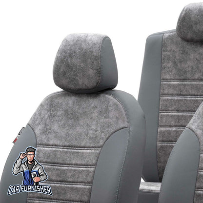 Dacia Sandero Seat Covers Milano Suede Design Smoked Leather & Suede Fabric