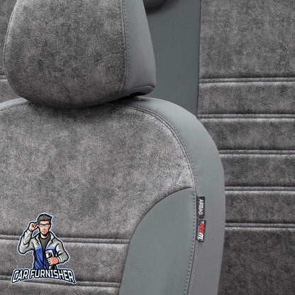Dacia Sandero Seat Covers Milano Suede Design Smoked Leather & Suede Fabric