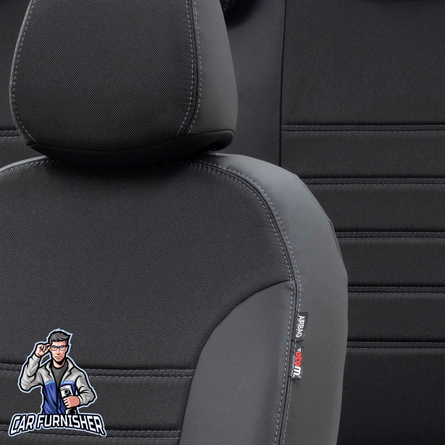 Dacia Sandero Car Seat Covers 2008-2023 B90 / Stepway Paris Black Full Set (5 Seats + Handrest) Leather & Fabric