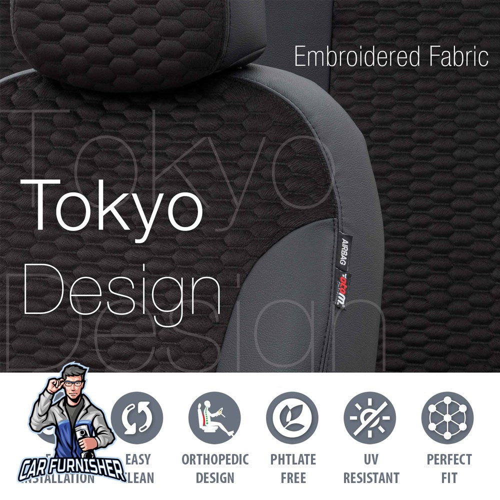 Dacia Sandero Seat Covers Tokyo Foal Feather Design Dark Gray Leather & Foal Feather