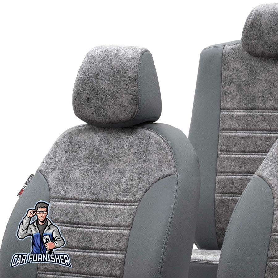 Daewoo Tacuma Car Seat Covers 2000-2008 Milano Design Smoked Full Set (5 Seats + Handrest) Leather & Fabric