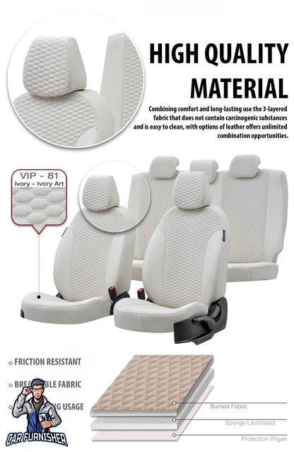 Dfm Succe Seat Covers Tokyo Foal Feather Design Ivory Leather & Foal Feather