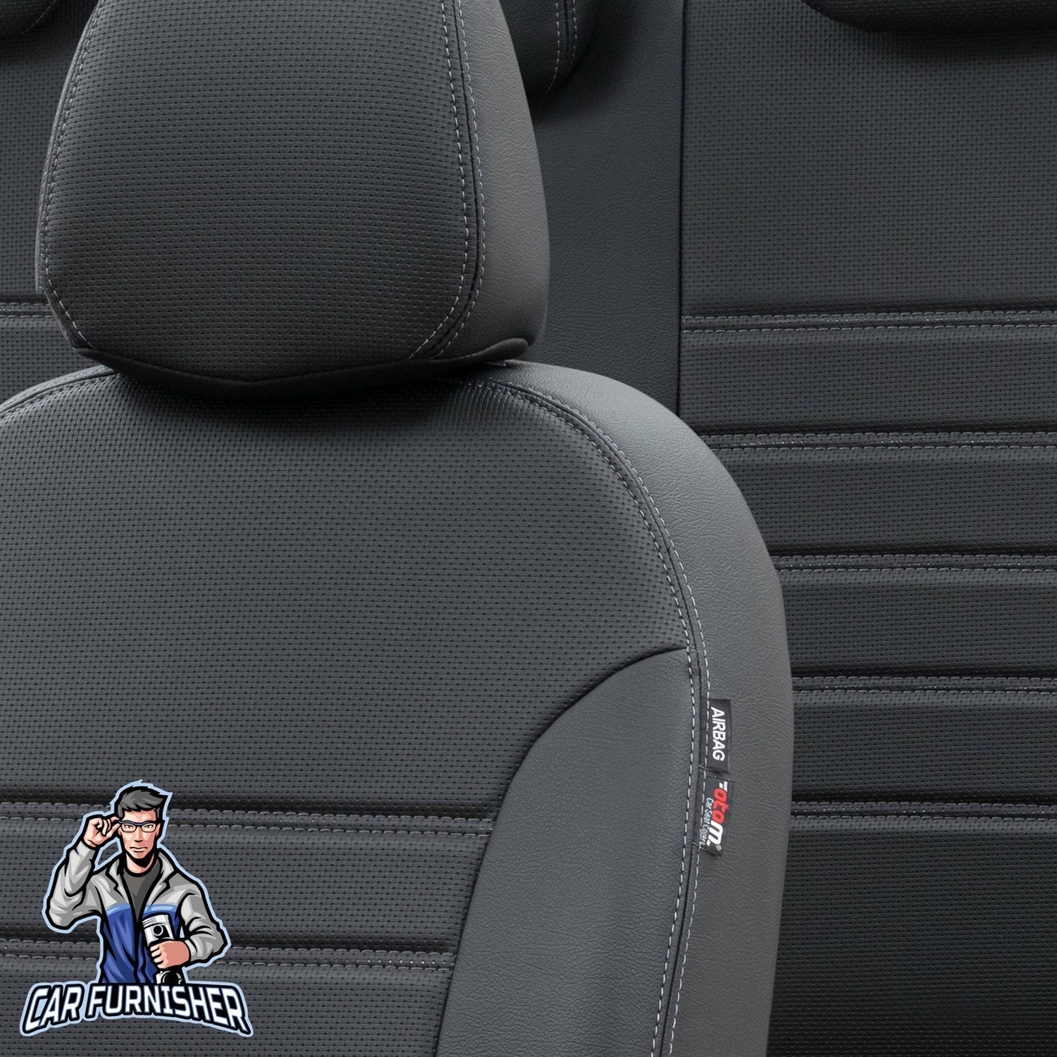 Fiat 500 Car Seat Covers 2009-2023 C/L/X New York Design Black Full Set (5 Seats + Handrest) Leather & Fabric