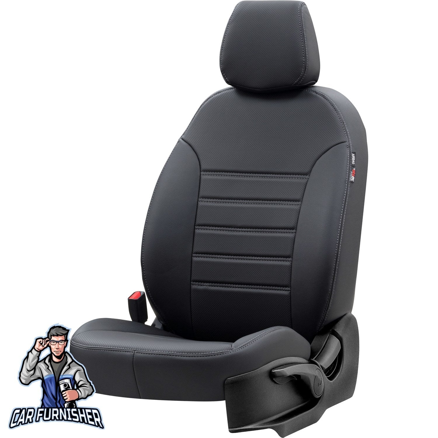 Fiat 500 Car Seat Covers 2009-2023 C/L/X New York Design Black Full Set (5 Seats + Handrest) Leather & Fabric