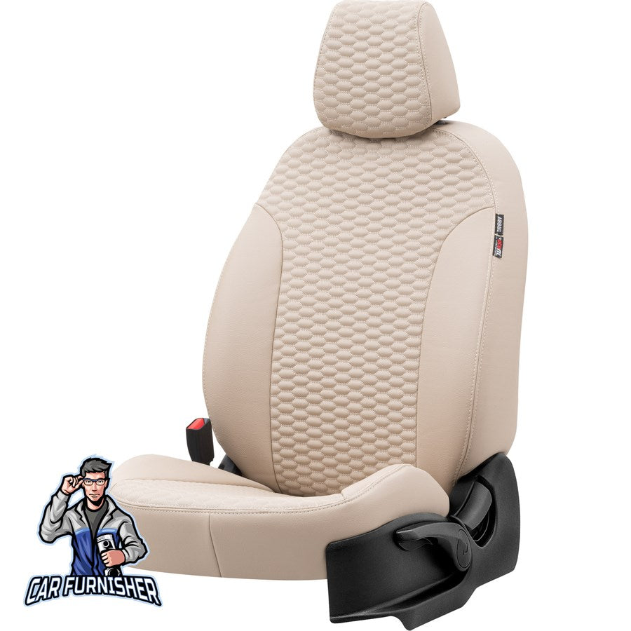 Fiat 500 Car Seat Covers 2009-2023 C/L/X Tokyo Design Beige Full Set (5 Seats + Handrest) Full Leather