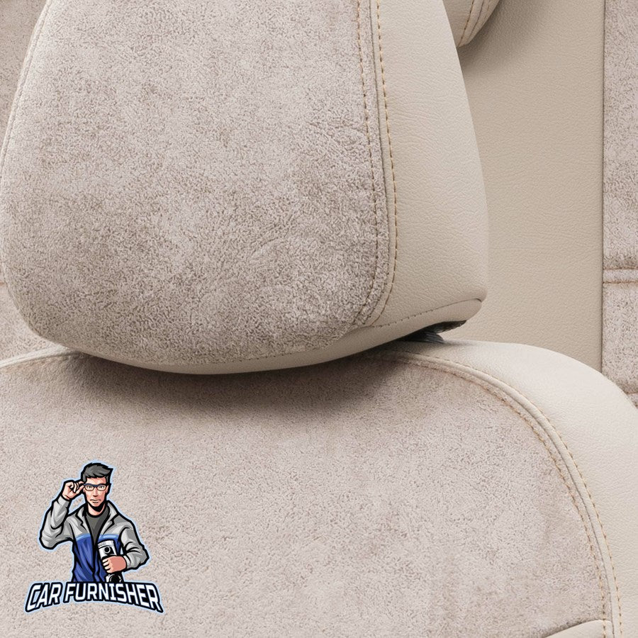 Fiat Albea Car Seat Covers 2002-2012 Milano Design Beige Full Set (5 Seats + Handrest) Leather & Fabric