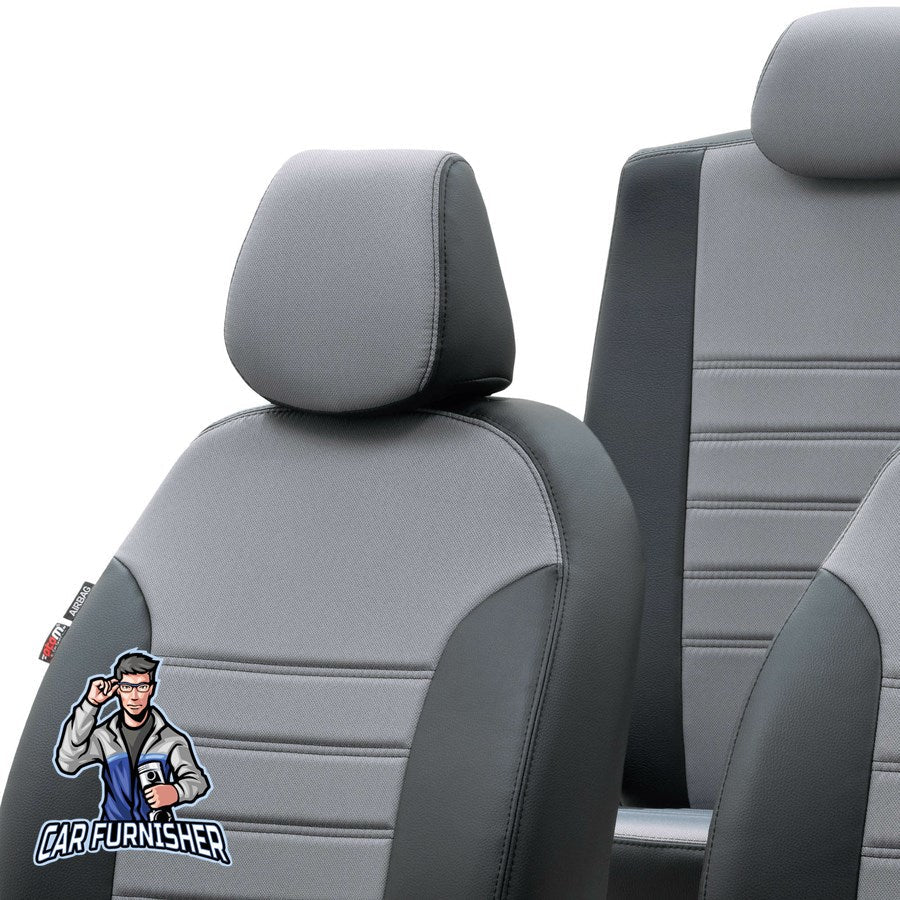 Fiat Brava Seat Covers Paris Leather & Jacquard Design Gray Leather & Jacquard Fabric