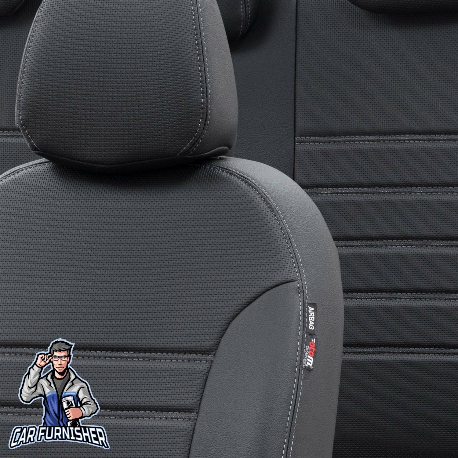 Fiat Bravo Car Seat Covers 2007-2013 New York Design Black Full Set (5 Seats + Handrest) Leather & Fabric