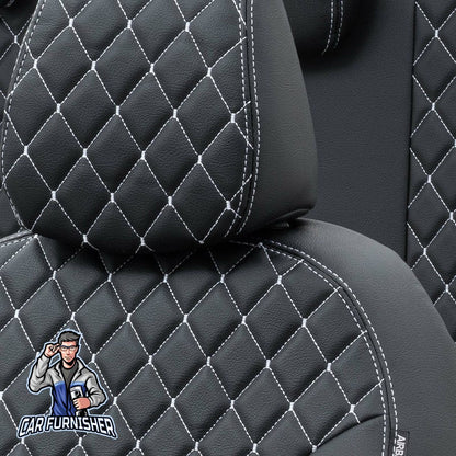 Fiat Doblo Seat Covers Madrid Leather Design Dark Gray Leather