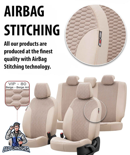 Fiat Ducato Seat Covers Tokyo Foal Feather Design Beige Leather & Foal Feather