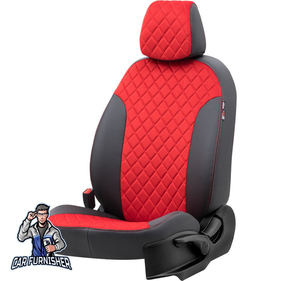 Fiat Egea Car Seat Covers 2015-2023 Std/Cross Madrid Foal Feather Red Full Set (5 Seats + Handrest) Leather & Foal Feather