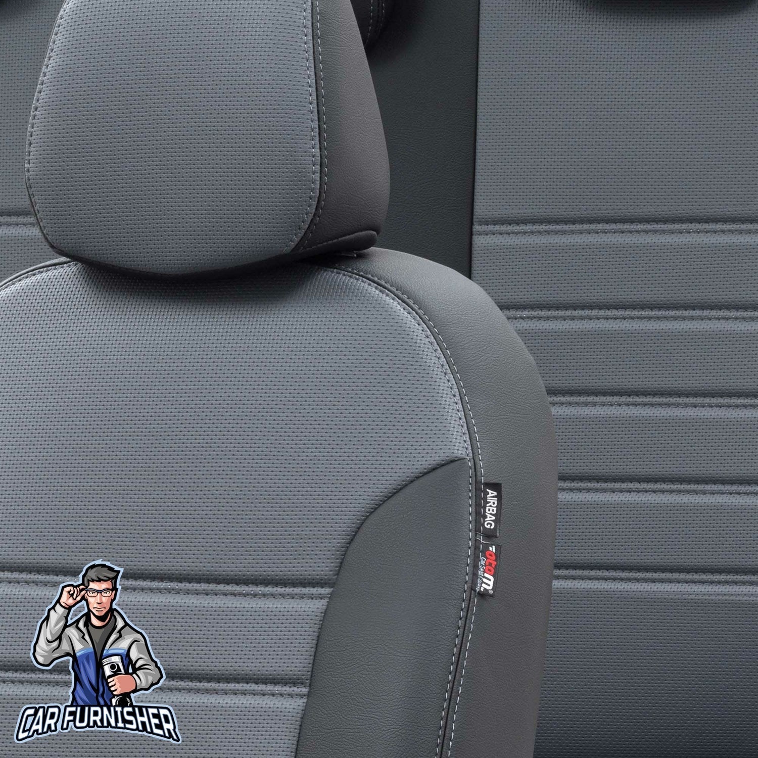Fiat Egea Car Seat Covers 2015-2023 Std/Cross New York Design Smoked Black Full Set (5 Seats + Handrest) Leather & Fabric