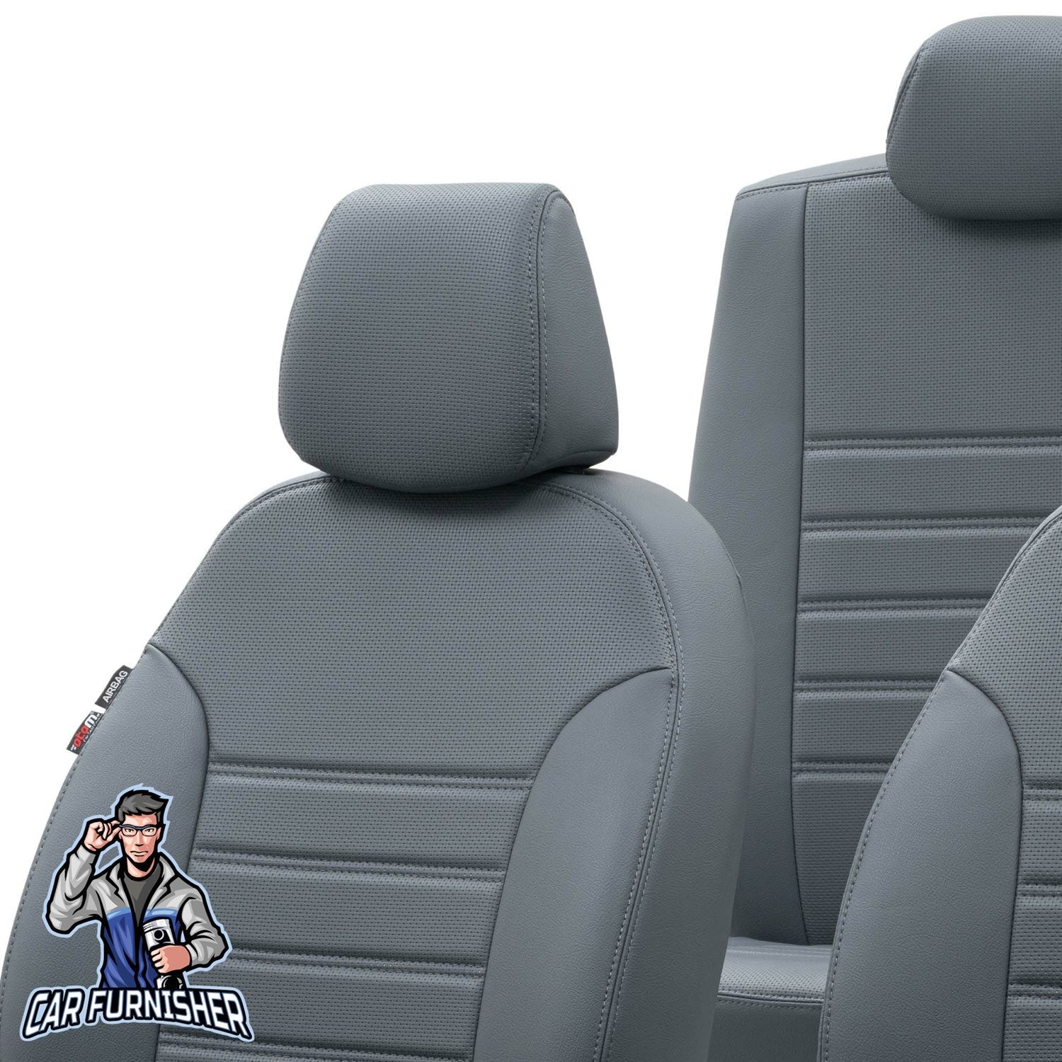 Fiat Fullback Car Seat Covers 2016-2023 New York Design Smoked Full Set (5 Seats + Handrest) Leather & Fabric