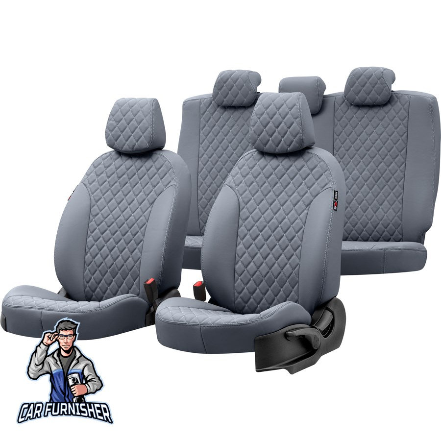 Fiat Linea Car Seat Covers 2007-2017 Madrid Design Smoked Full Set (5 Seats + Handrest) Full Leather
