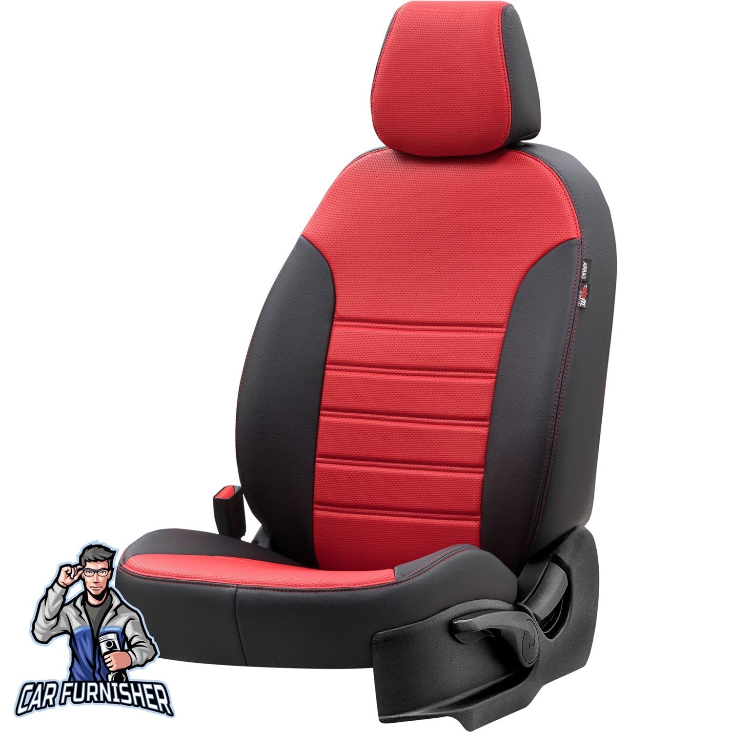 Fiat Linea Car Seat Covers 2007-2017 New York Design Red Full Set (5 Seats + Handrest) Leather & Fabric