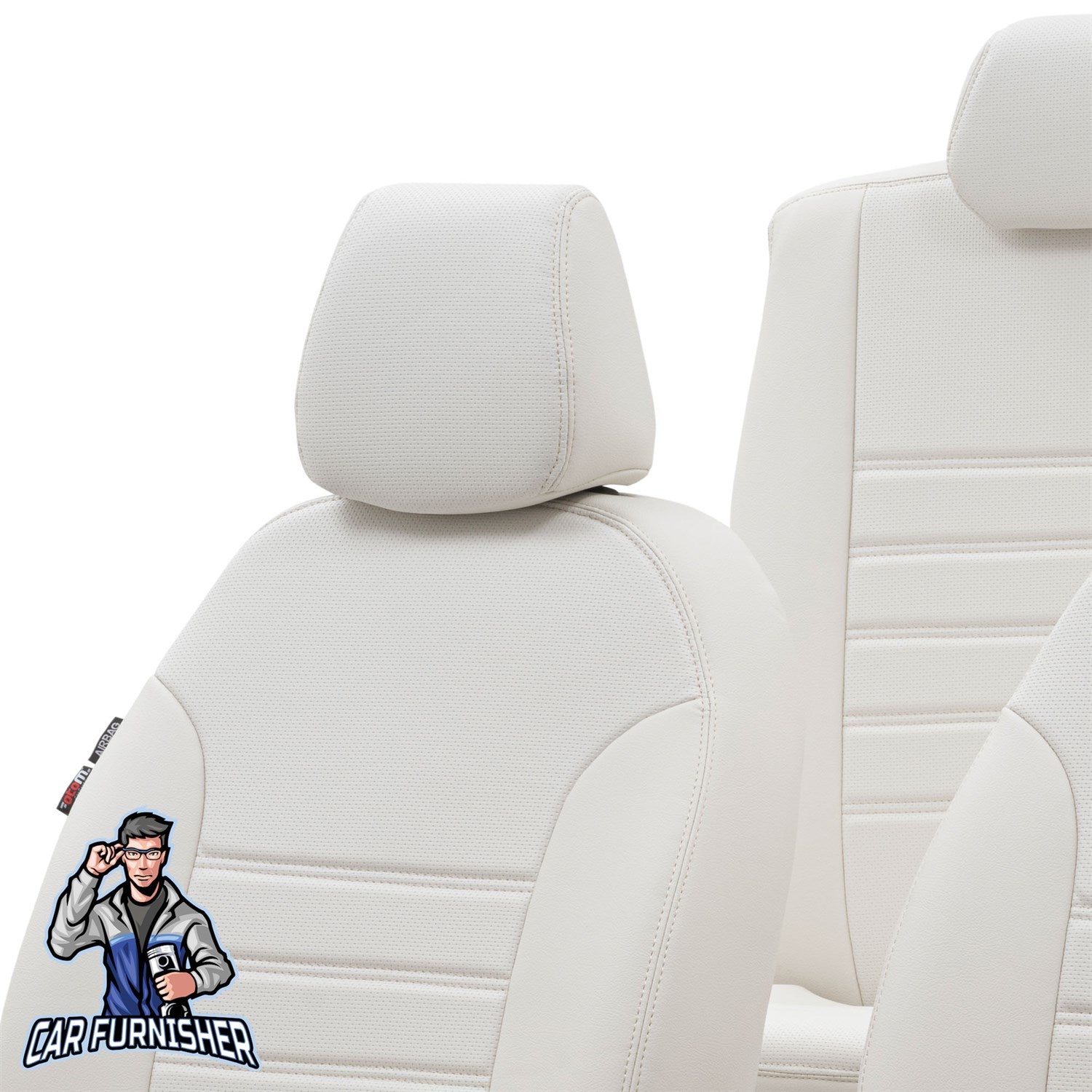 Fiat Linea Car Seat Covers 2007-2017 New York Design Ivory Full Set (5 Seats + Handrest) Leather & Fabric