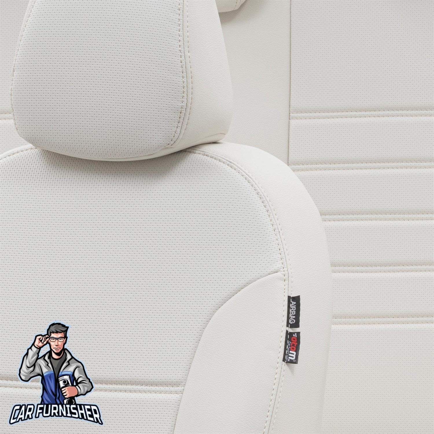 Fiat Linea Car Seat Covers 2007-2017 New York Design Ivory Full Set (5 Seats + Handrest) Leather & Fabric