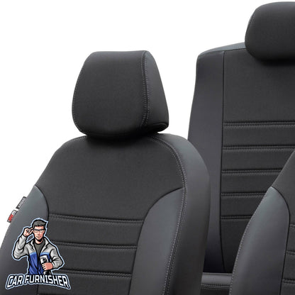 Fiat Linea Car Seat Covers 2007-2017 Paris Design Black Full Set (5 Seats + Handrest) Leather & Fabric