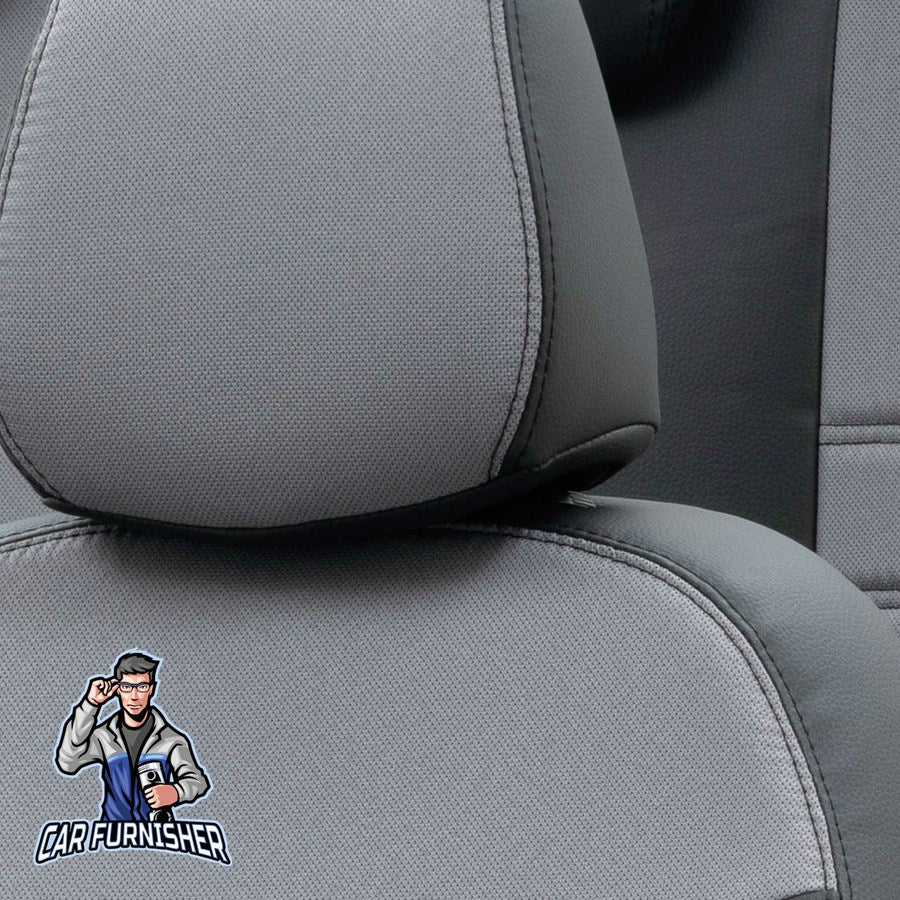 Fiat Linea Car Seat Covers 2007-2017 Paris Design Gray Full Set (5 Seats + Handrest) Leather & Fabric